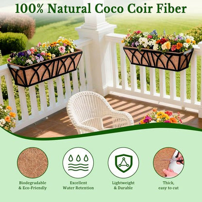 Halatool Coco Fiber Window Box Liners - 24 Inch Pre-Formed Natural Coir Planter Liners (2 Pack)
