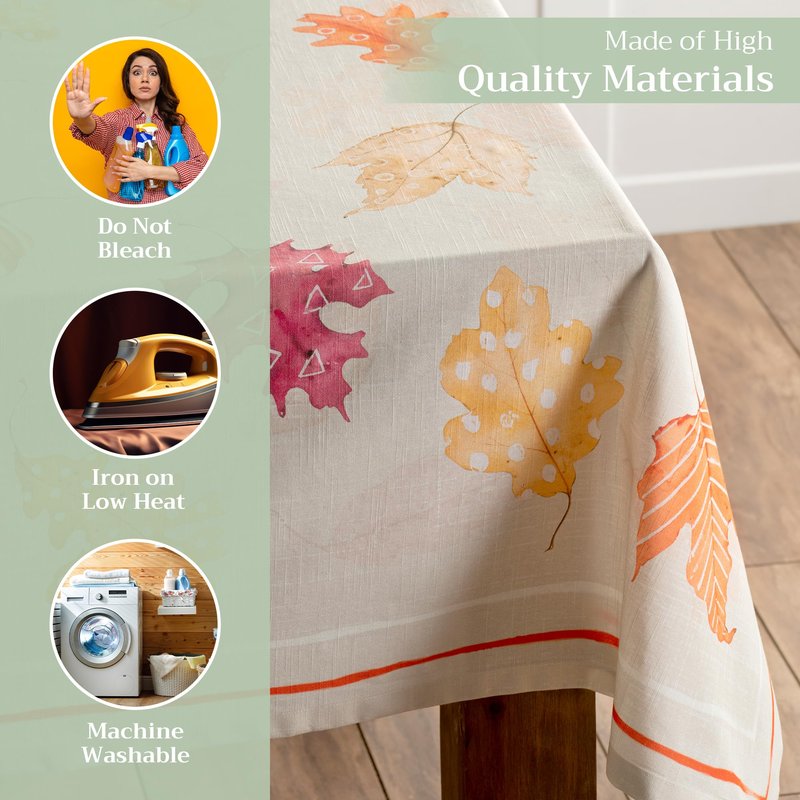 Maison d' Hermine Table Cloth Rectangle Table 100% Cotton 60 x 90 Inches Fall Tablecloth Reusable Everyday Use for Thanksgiving Christmas Decorations Dining Farmhouse Party (Colours of Autumn)