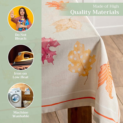 Maison d' Hermine Table Cloth Rectangle Table 100% Cotton 60 x 90 Inches Fall Tablecloth Reusable Everyday Use for Thanksgiving Christmas Decorations Dining Farmhouse Party (Colours of Autumn)
