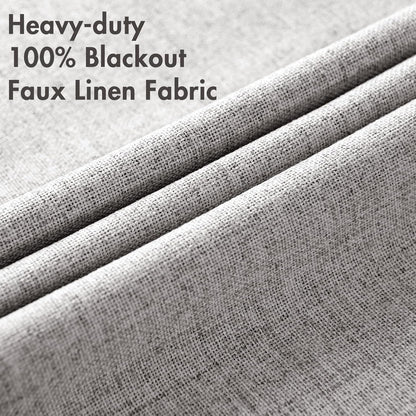 MIULEE Blackout Curtains - 100% Thermal Insulated Light Gray Linen Texture Drapes | 52x63 Inch (2 Panels)