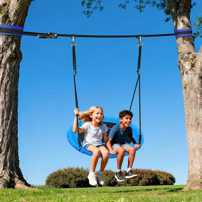 Hapfan Slackline Swing Sets for Backyard, 40" Saucer Swing Set Between Trees, Outdoor Play Equipment for Kids and Adults Backyard