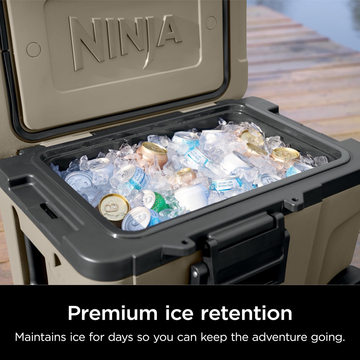 Ninja | Cooler | FrostVault 45QT Cooler with Wheels | Insulated with Temp Dry Storage Drawer | Keeps Ice Cold for Days | for The Beach, Camping, Picnics & More | Birch Beige | FB245CS