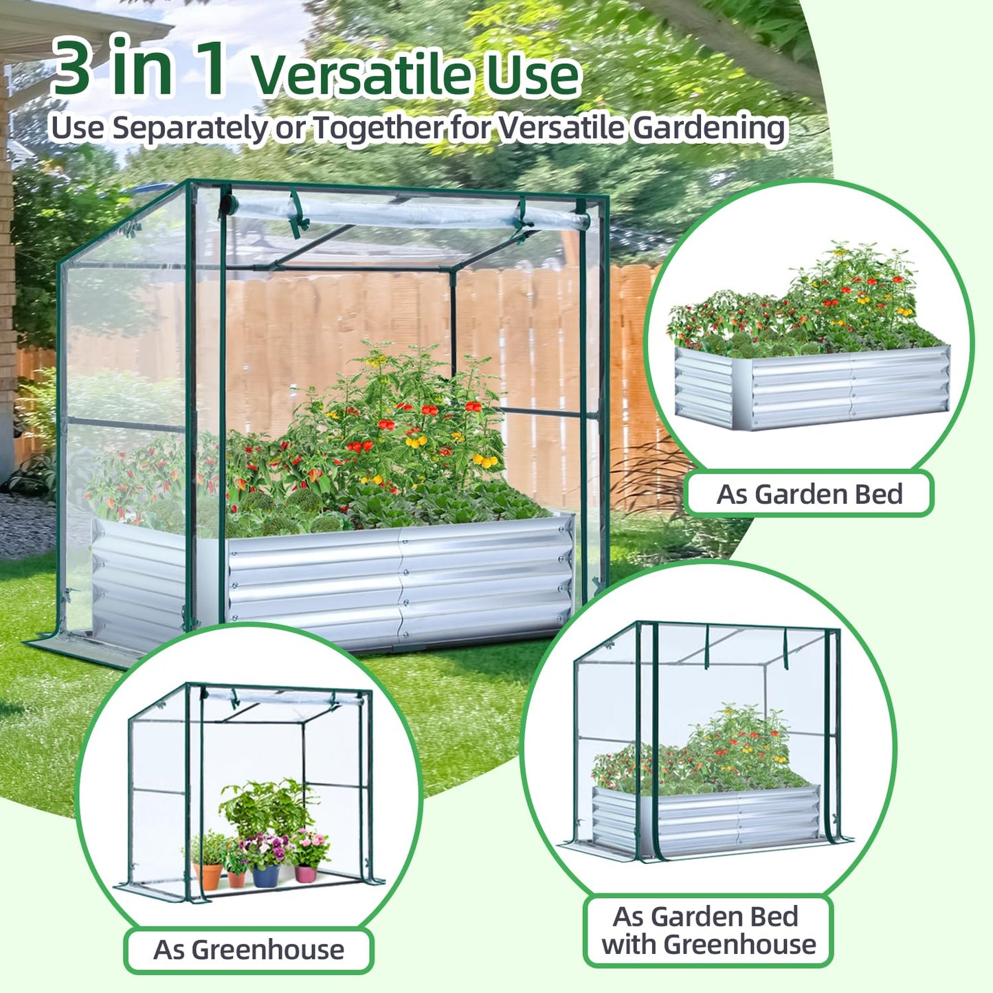 Ohuhu Mini Greenhouse + Raised Garden Bed with Greenhouse