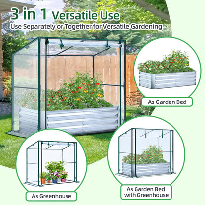 Ohuhu Mini Greenhouse + Raised Garden Bed with Greenhouse