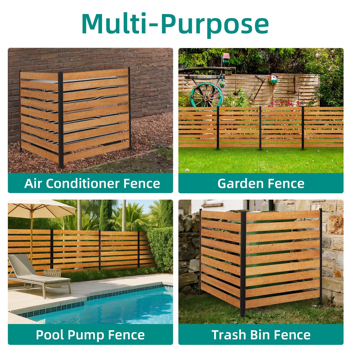 48 * 48 Inch Wood Privacy Fence Screen, Wooden Fence Panels for Outdoor Yard Trash Cans, AC Unit, Swimming Pool, Garden Yard Screen Windproof Enclosure(1 Panels)