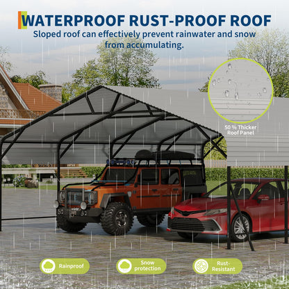 GarveeLife Metal Carport, Oversized Metal Garage with Steel Frame for All Weather, Heavy Duty Carports for Car, Boats and Tractor, 20x20x9FT
