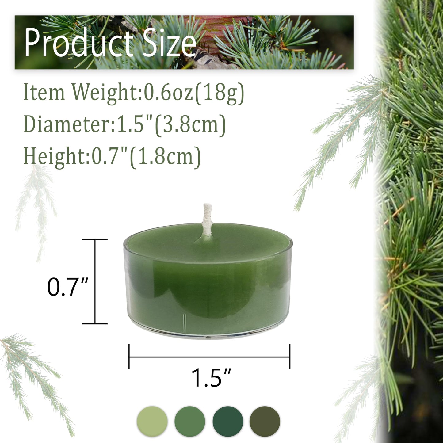 Sage Green Ombre Tea Lights Set of 24, Cedar Scented Tealight Candles, Handmade Tea Candles, Long Burning Tealights for Romantic Wedding Home Decor Gift