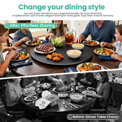 19.7" Lazy Susan Turntable–360° Sinteredstone Silent Anti-Slip Turntable, Table Top Centerpiece for Kitchen, Pantry, Spice Rack, Refrigerator & Dining Table, Black