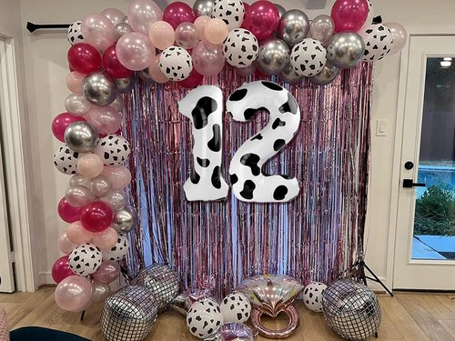 Cow Print Number 19 Balloon 40 inch, 19 Number Balloons, 19th Cow Farm Barnyard theme Birthday Decorations for Girls Boys Kids, 19 Year Old Party Supplies