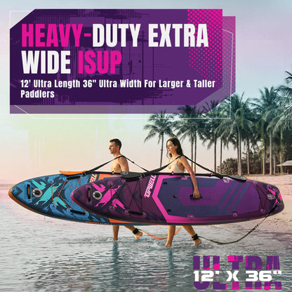 UPWELL 12'×36" Extra Wide Inflatable Paddle Board, 2+1 Stand Up Paddle Board with Kayak Seat, Sup Paddle Boards for Adults, Twilight Pulse
