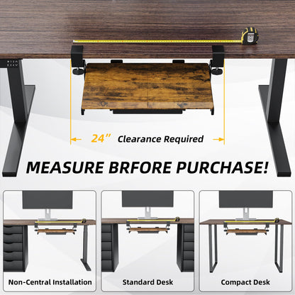 ETHU Keyboard Tray Under Desk, 19.7" X 12.2" Small Size C Clamp Keyboard Drawer Under Desk, Computer Keyboard Stand Slide Pull Out, Ergonomic Keyboard Tray for Home, Office (Wood)
