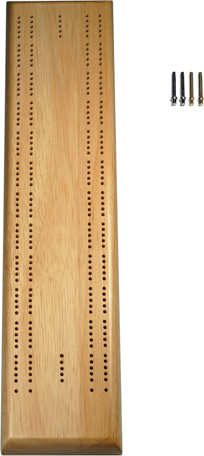 WE Games Competition Cribbage Set - Solid Wood Sprint 2 Track Board with Metal Pegs