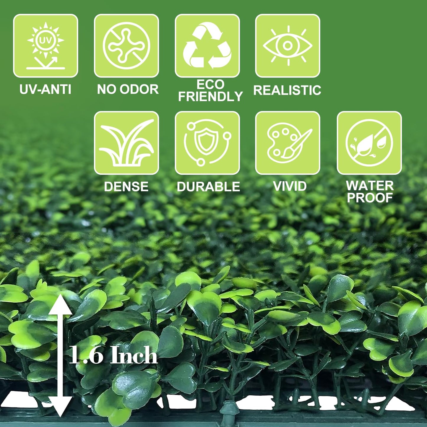 Grewyear Grass Wall Panels 20" X 20" (24Pcs) Greenery Backdrop, Artificial Green Grass Backdrop Boxwood Panels, Greenery Wall Decor Indoor, Privacy Hedge Screen for Outdoor Garden, Patio Decor