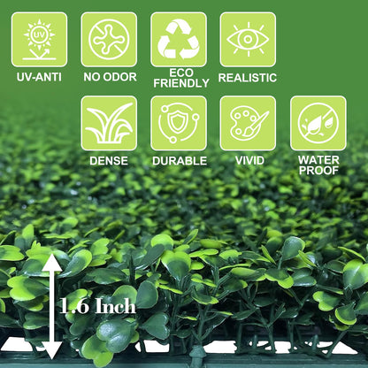 Grewyear Grass Wall Panels 20" X 20" (24Pcs) Greenery Backdrop, Artificial Green Grass Backdrop Boxwood Panels, Greenery Wall Decor Indoor, Privacy Hedge Screen for Outdoor Garden, Patio Decor