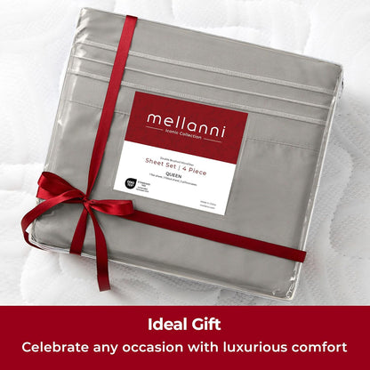Mellanni Split King Sheets Set - 5 PC Hotel Luxury Bedding | Extra Soft, Cooling, Wrinkle-Resistant (Taupe)