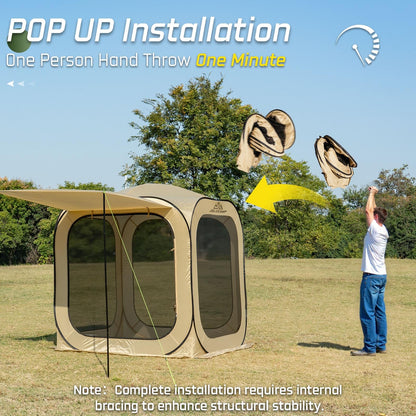 JELUCAMP 6x6 FT Pop Up Screen House Tent - Instant Screened Gazebo Canopy with Mosquito Net, Portable Backyard Tent for 4-6 People, Easy Setup Patio Shelter for Camping, BBQ, Sports & Outdoor