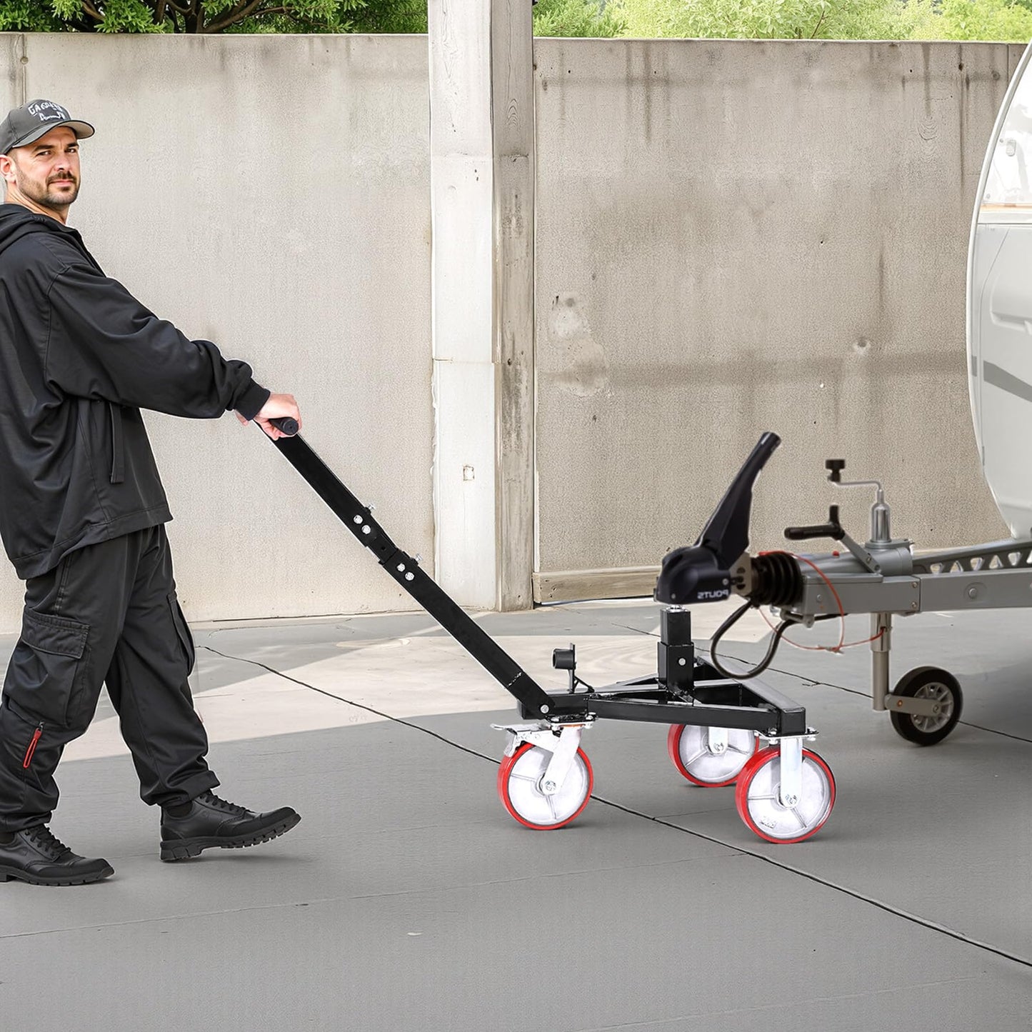 VEVOR Trailer Dolly, 3500lbs Tongue Weight Capacity, 18 inch and 22 inch Height Adjustable Trailer Dolly, with 2 inch Hitch Ball, Adjustable Handle Length, 8-inch Swivel Wheels, for Moving RV Trailer