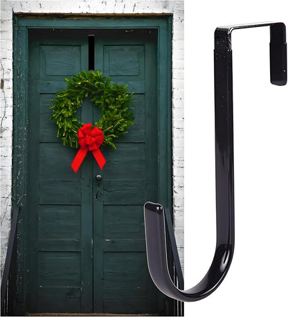 Kryoflare Black Wreath Hanger for Front Door, Metal Wreath Hooks Holder Over The Door Wreath Hanger for Hanging Christmas Decorations Decor