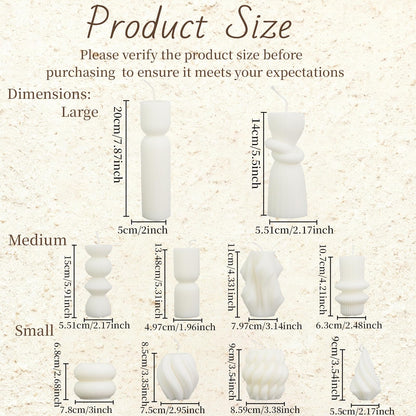 PEDOBALI 10 Pcs Pillar Candles White Aesthetic Modern Candles Set Soy Wax Handmade Ribbed Decor for Housewarming Gift, Home Decor, Table Decor, Shelf