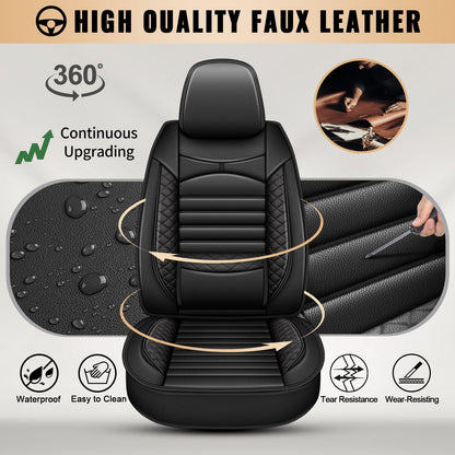 JIAMAOXIN Car Seat Covers fit for Ford Expedition 2011-2025 2026: Leather Front Seat Covers Waterproof Automotive Seat Protector (2 Seats, Black)
