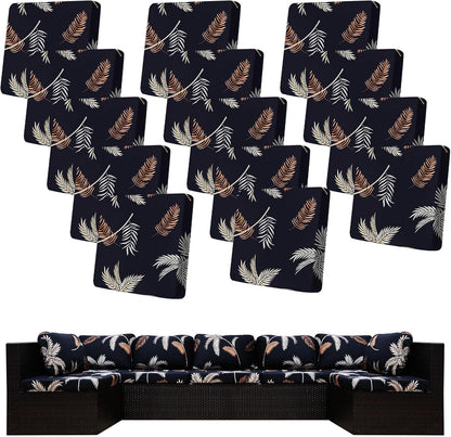 Skiennix 14-Piece Stretch Patio Cushion Covers - Washable Outdoor Couch Slipcovers | Coconut Trees Design