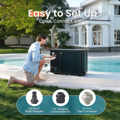 Vidapool 55,000 BTU Swimming Pool Heater 12 COP Electric Pool Heat Pump for Above Ground and Inground Pools Heating and Cooling Smart WiFi Control Pools Up to,16000 Gallons