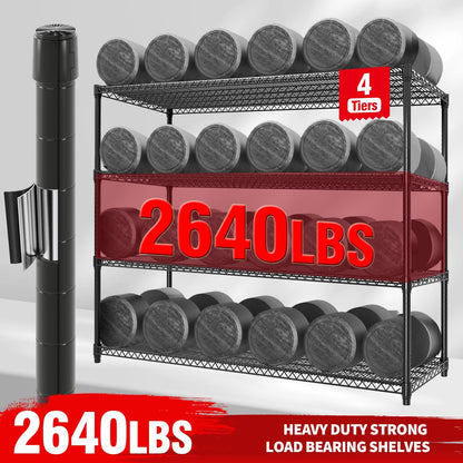 ExploreHorizon 4-Tier Metal Storage Shelving Unit, 2640 Lbs Load Capacity Heavy-Duty Shelf Organizer, Adjustable Wire Rack Shelves for Garage, Pantry & Kitchen, 73.8" h x 59" w x 23.9" d