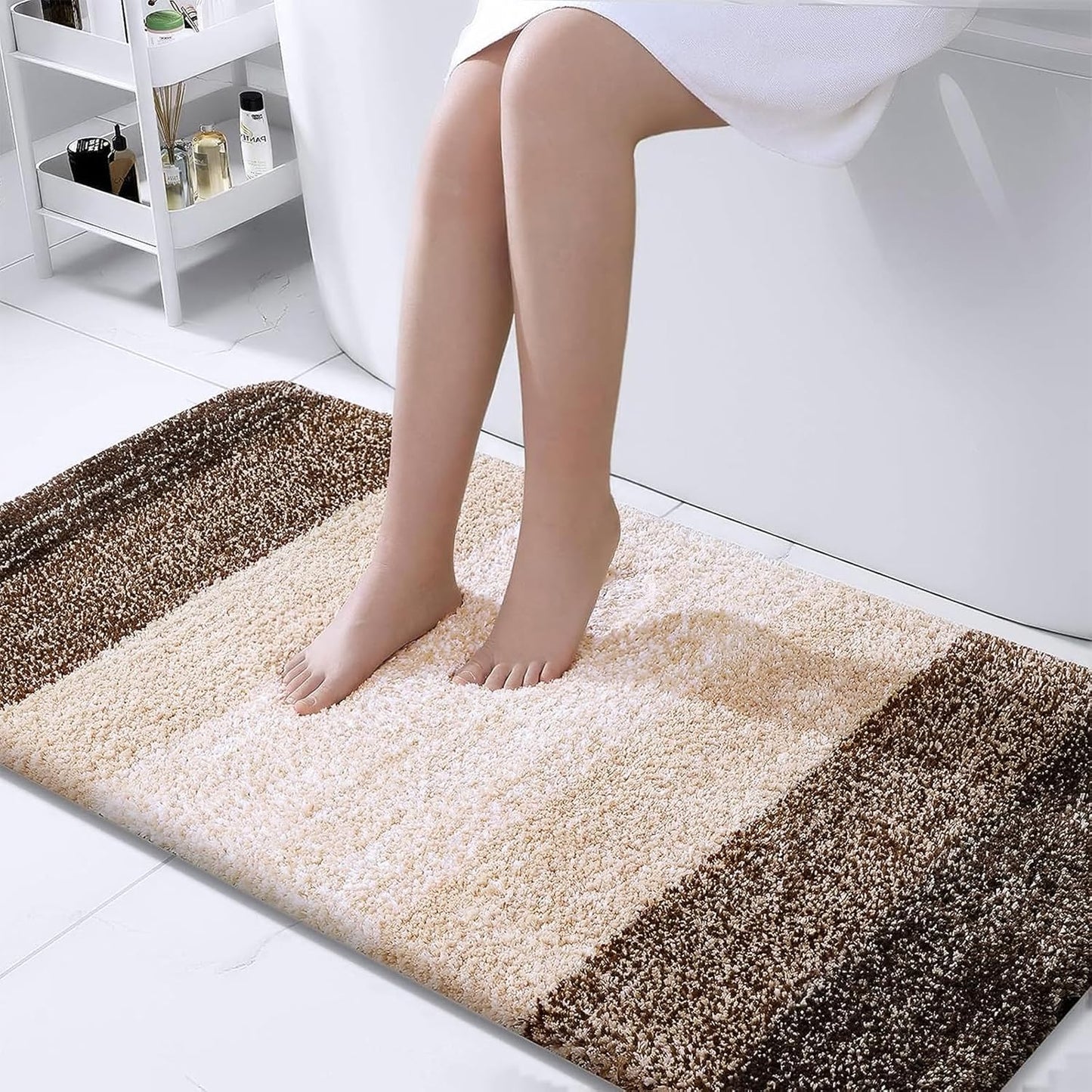 OLANLY Bathroom Runner Rug - Extra Soft Microfiber Mat with Rubber Backing | Quick Dry, Washable, 44x24, Light Brown