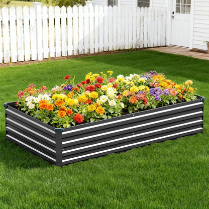 Vengarus 8x2x1FT (2 Pack) Galvanized Raised Garden Bed Kit, Outdoor Metal Planter Box for Vegetables, Rectangular Steel Container, Easy Assembly (Black)