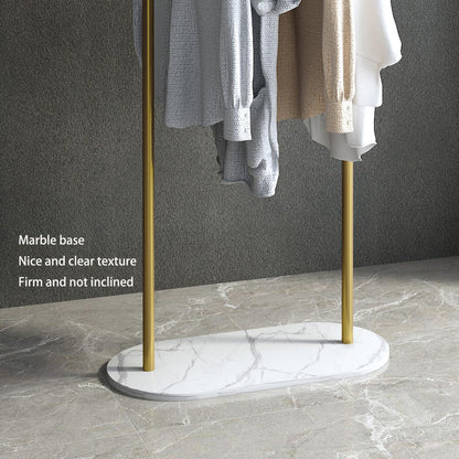 BUZUEY Freestanding Clothing Rack with Marble Base,Modern Gold Arch Garment Rack for Small Spaces,Sturdy Metal Coat Rack,Clothes Racks for Hanging Clothes in Bedroom,Closet,Entryway,Boutique Display