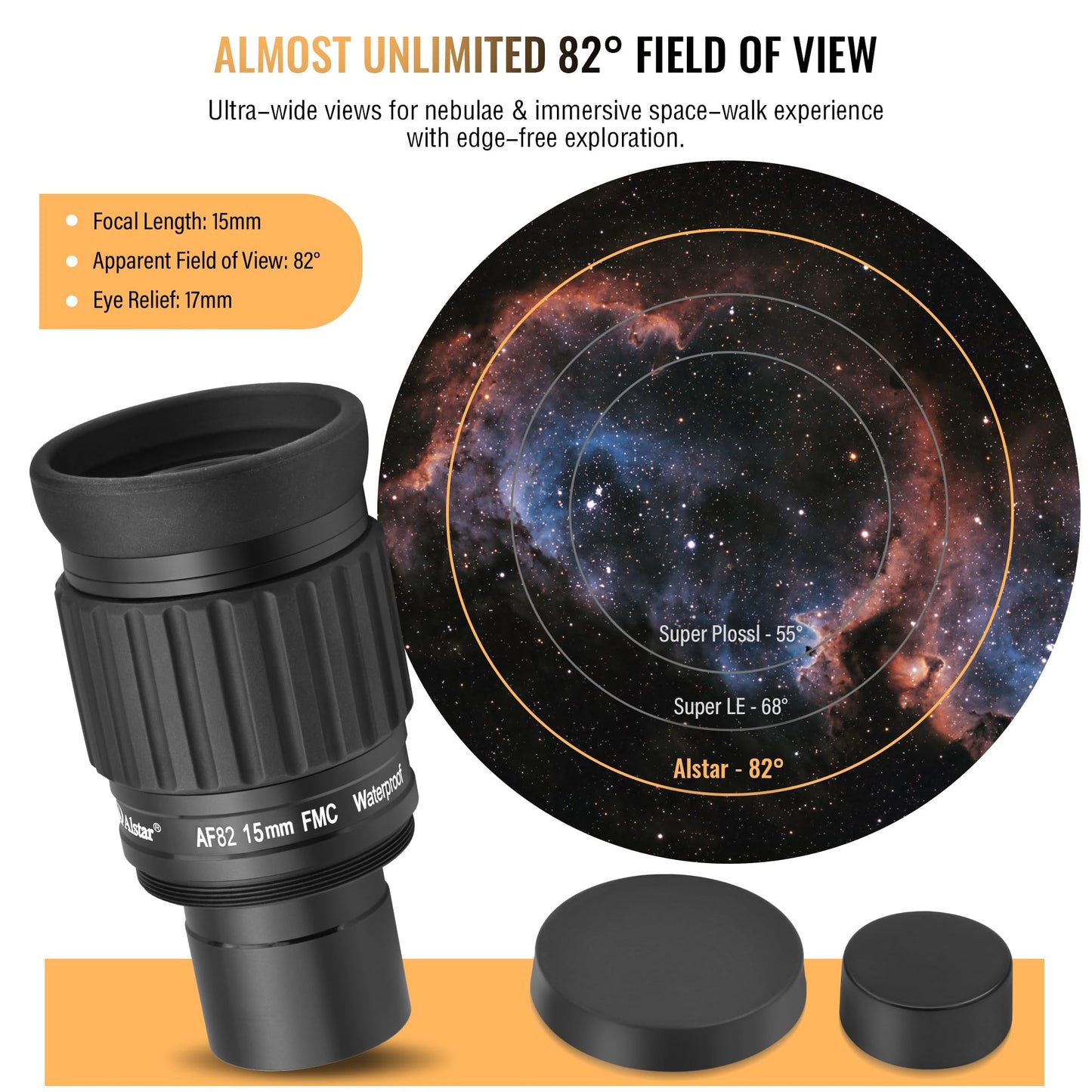 Alstar 1.25 inch 82 Degree SWA Eyepiece - Bundle with - Telescope Eyepiece & Filter Accessory Case