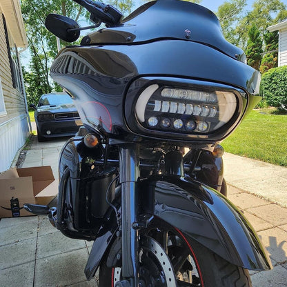 Dual LED Headlights fo Road Glide 2004-2013,White DRL Lights LED Headlamp Front Lamp with High Low Beam Turn Signal Lights for Harley Touring Road Glide 2004-2013 Accessories