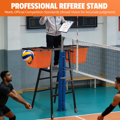 MR Portable Volleyball Coaching Tower with Ball Bag Attachments, Adjustable Volleyball Referee Stand, Volleyball Training Tower for Passing, Defense, and Blocking Drills