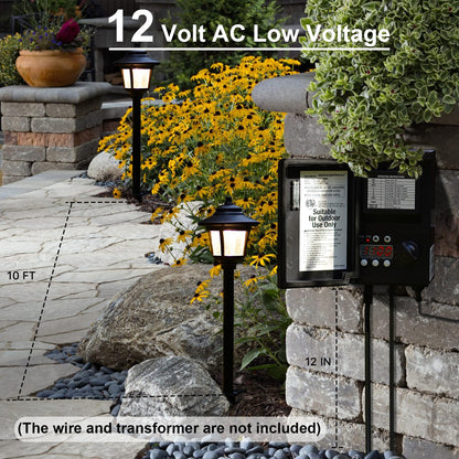 GOODSMANN Low Voltage Landscape Lighting Oil Rubbed Bronze 2PK Path Lights Low Voltage 3W LED 120 Lumen 3000K Warm White with Cable Connectors