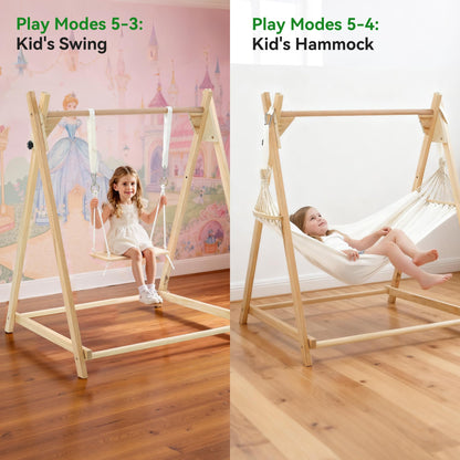 Yrthe Voitom 5-in-1 Baby and Toddler Foldable Swing Set with Stand, Classic Swing, Swing-Seat, Baby Jumper, Hammock, Play Tent