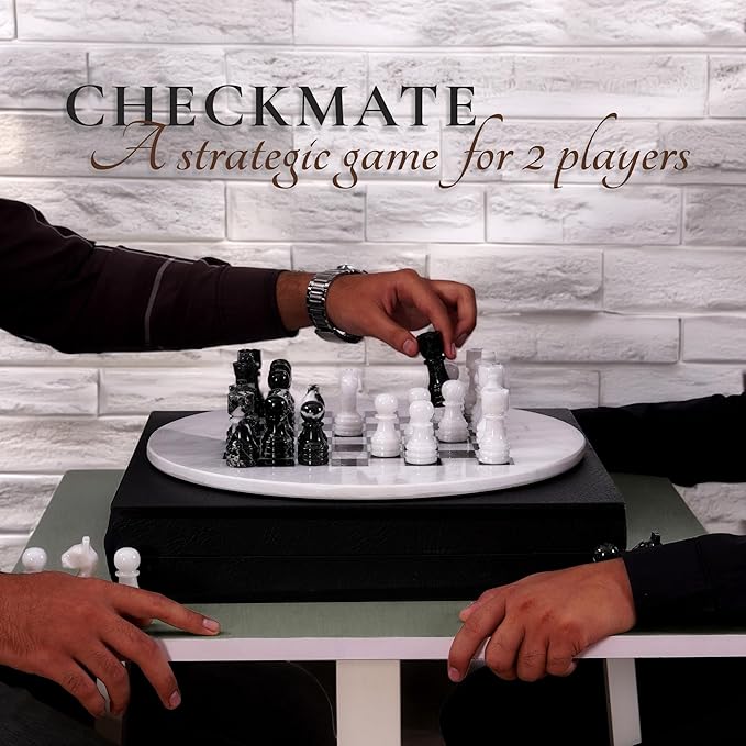Marble Chess Set for Adults with Complementary Storage Box 15 White &amp Black Handmade Chess Board Game Luxury Board Games for Adults with Extra Queens