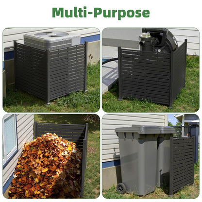 Trygoal Air Conditioner Fence Panels, 38" W x 39" H Pool Equipment Enclosure, Fence to Hide Trash Cans, Outdoor AC Unit Hider, Horizontal HDPE Privacy Fence, Outdoor Privacy Screens, Black