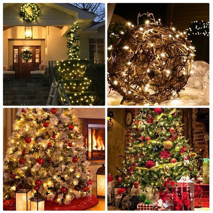 FUNPENY Christmas Lights, 30FT 150 Incandescent Mini Clear String Lights, Warm White With Green Wire for Indoor Outdoor Tree Xmas Party Holiday Home Decorations