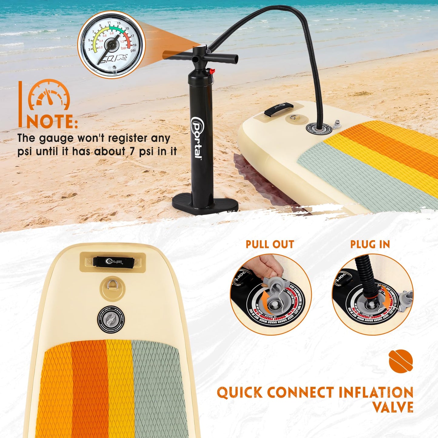 PORTAL SUP Inflatable Paddle Board for Adults, 10'6'' Stand Up Paddleboards, Non-Slip Deck Blow up Paddle Boards with Adjustable Paddle, Carry Bag, Emergency Repair Kit