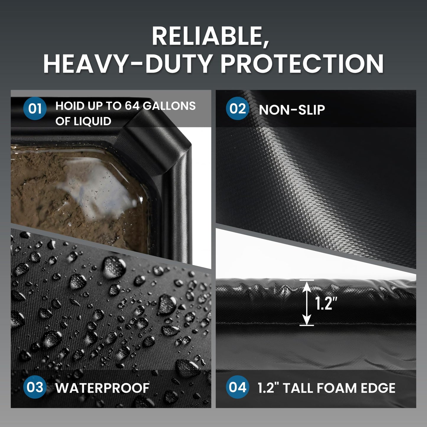 DremGara 7'9" x 18' Heavy-Duty Garage Floor Mat - 610GSM Commercial-Grade PVC Containment Mat with 1.2" Raised Edges to Trap Water, Mud, Snow & Oil, Waterproof Garage Floor Mat for Cars, Non-Slip