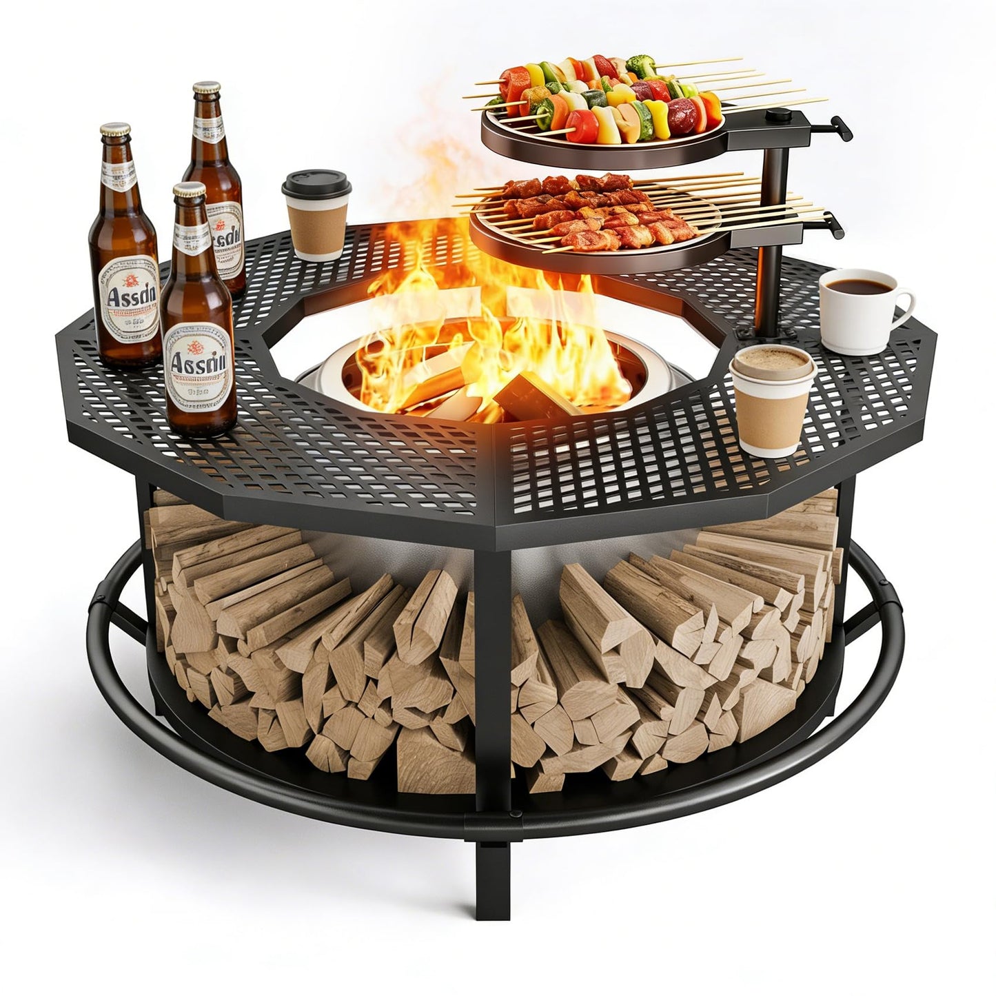 Fire Pit Surround Tabletop - 360° Fire Pit Guard for Solo Stove Bonfire & Ranger, Portable Protective Barrier for Wood Burning Fire Pits Up to ⌀21", UV-Resistant Outdoor Fabric (Firepit Not Included)