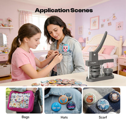 Caydo 2.25in(58mm) Button Maker Machine, Pin Maker Machine for Anime Fans DIY Badge Making Press Kit, Create Fan Pins for Conventions, Anime Meetups & Band Parties, Gifts for Young Adults