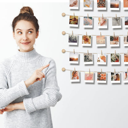 Room Wall Decor | Skiennix Hanging Photo Display - Sculptural Picture Frames Collage - 30 Clips, 5 Strings