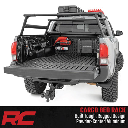 Rough Country Aluminum Bed Rack for 2005-2022 Toyota Tacoma - 73109,Black