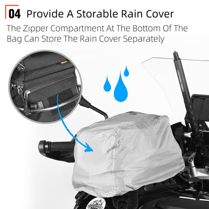 Rhinowalk Motorcycle Tank Bag Travel Luggage Motorcycle Backpack with 1.5L Water Bladder MOLLE System Fits Honda Yamaha Suzuki Kawasaki Harley-Black
