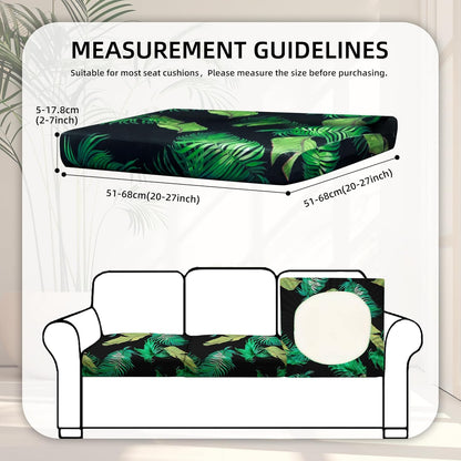 BIETYONE Outdoor Couch Cushion Covers - 8Pcs Washable & Reusable Protector | Green Leaf Design