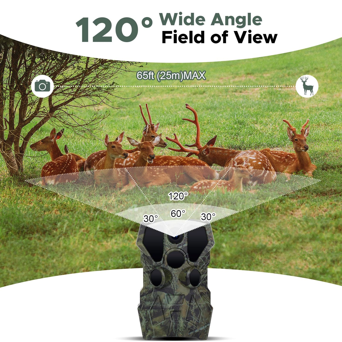 Trail Camera,64MP 2.7K 0.2S Trigger Motion Activated,Game Hunting Camera with Night Vision 2.0''LCD 120°Wide Camera Lens for Outdoor Scouting Wildlife Monitoring(Only Support Camera's Hotspot WiFi)