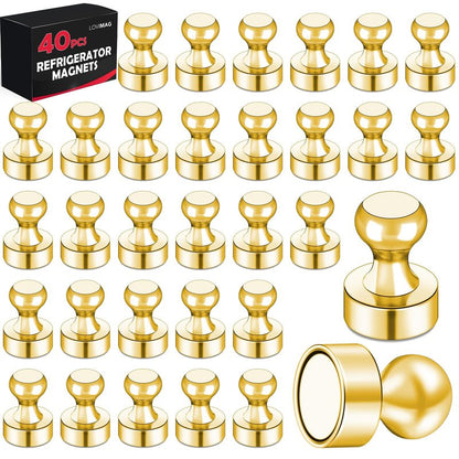 LOVIMAG Fridge Magnets 40Pcs Refrigerator Whiteboard Small Strong Magnet Classroom Kitchen Accessories Decorative Locker Set Decor Must Haves Office Calendar Refrigerador Magnetic Cute Crafts Gold