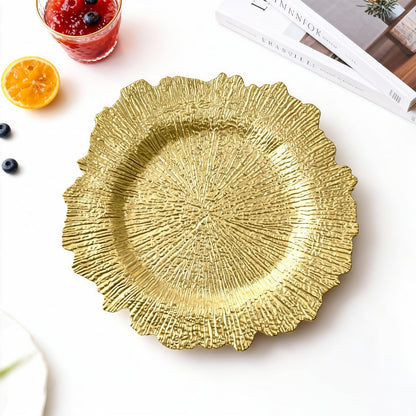 ZHTLTHZ 120-Pack 13" Gold Beaded Charger Plates – Disposable/Reusable Plastic Round Dinner Chargers, Prevents Food Overflow, Elegant Wedding Tableware, Formal Party Holiday Decor
