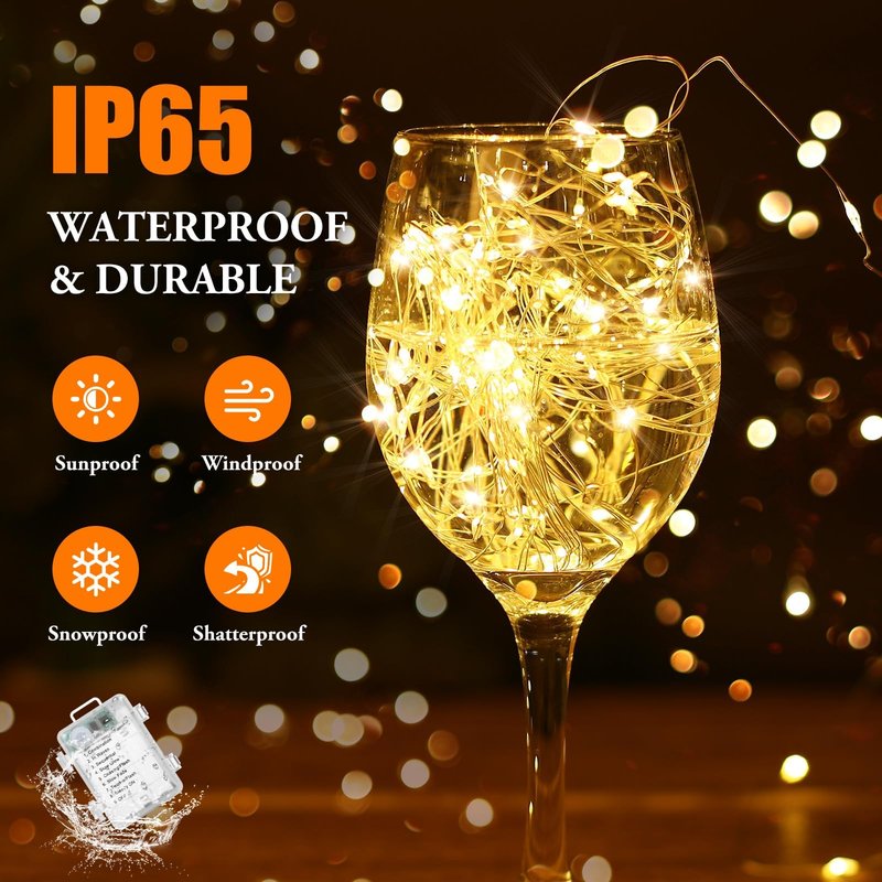 Lakumu 4-Pack 132FT 400LED Fairy Lights, Battery Operated String Lights with Timer & Remote, 8 Modes, Waterproof Twinkle Lights for Indoor Outdoor Bedroom Wedding Decor, Warm White(33FTx4)